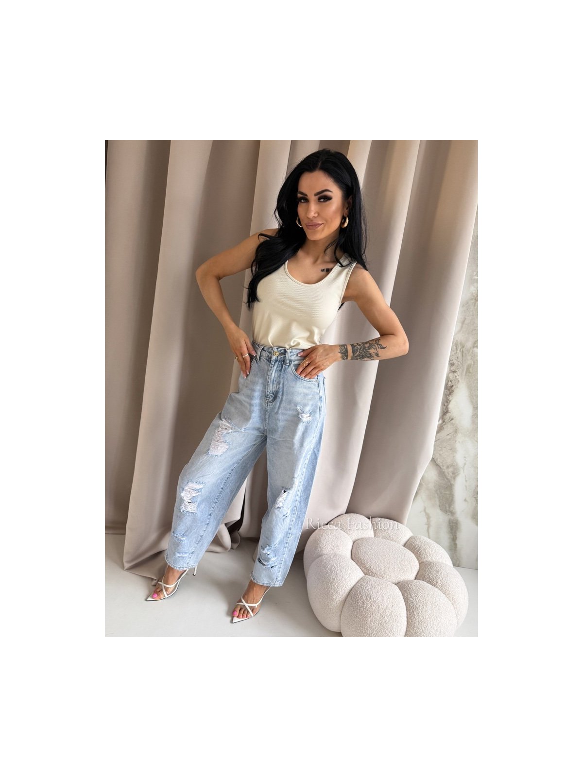 Bluzka/top prążek FUSION, beige