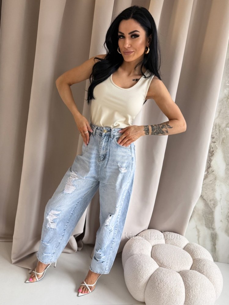 Bluzka/top prążek FUSION, beige