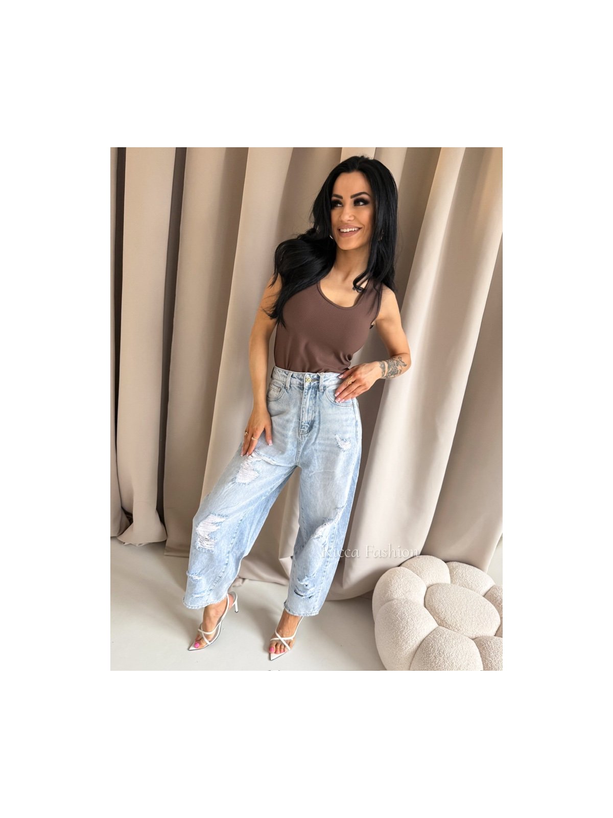 Bluzka/top prążek FUSION, milk chocolate