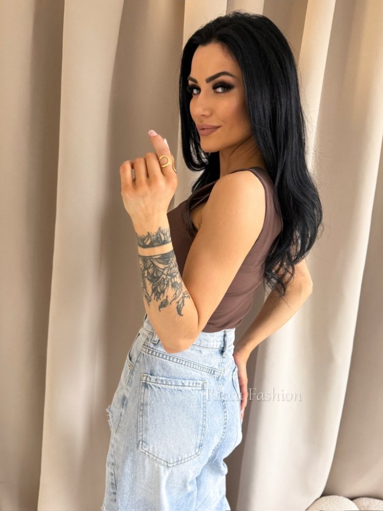 Bluzka/top prążek FUSION, milk chocolate