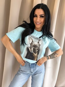 T-shirt bawełniany BULDI, baby blue