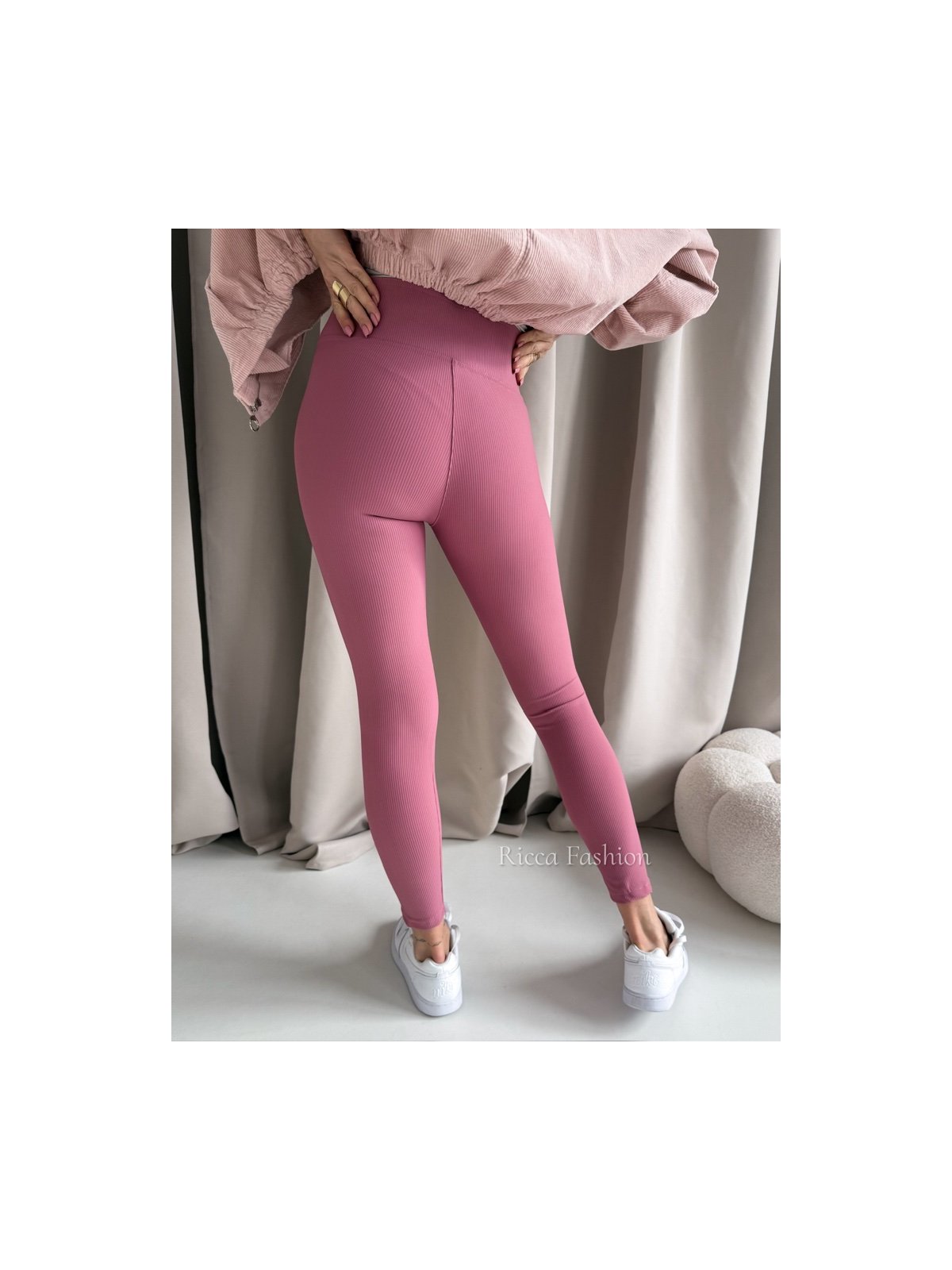 Legginsy prążkowane AMBER, antique pink