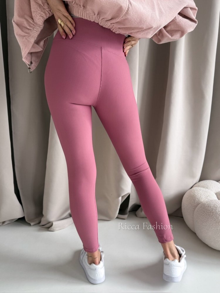 Legginsy prążkowane AMBER, antique pink