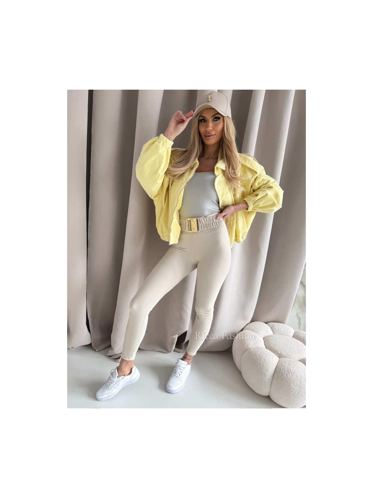 Legginsy prążkowane NOAH, beige