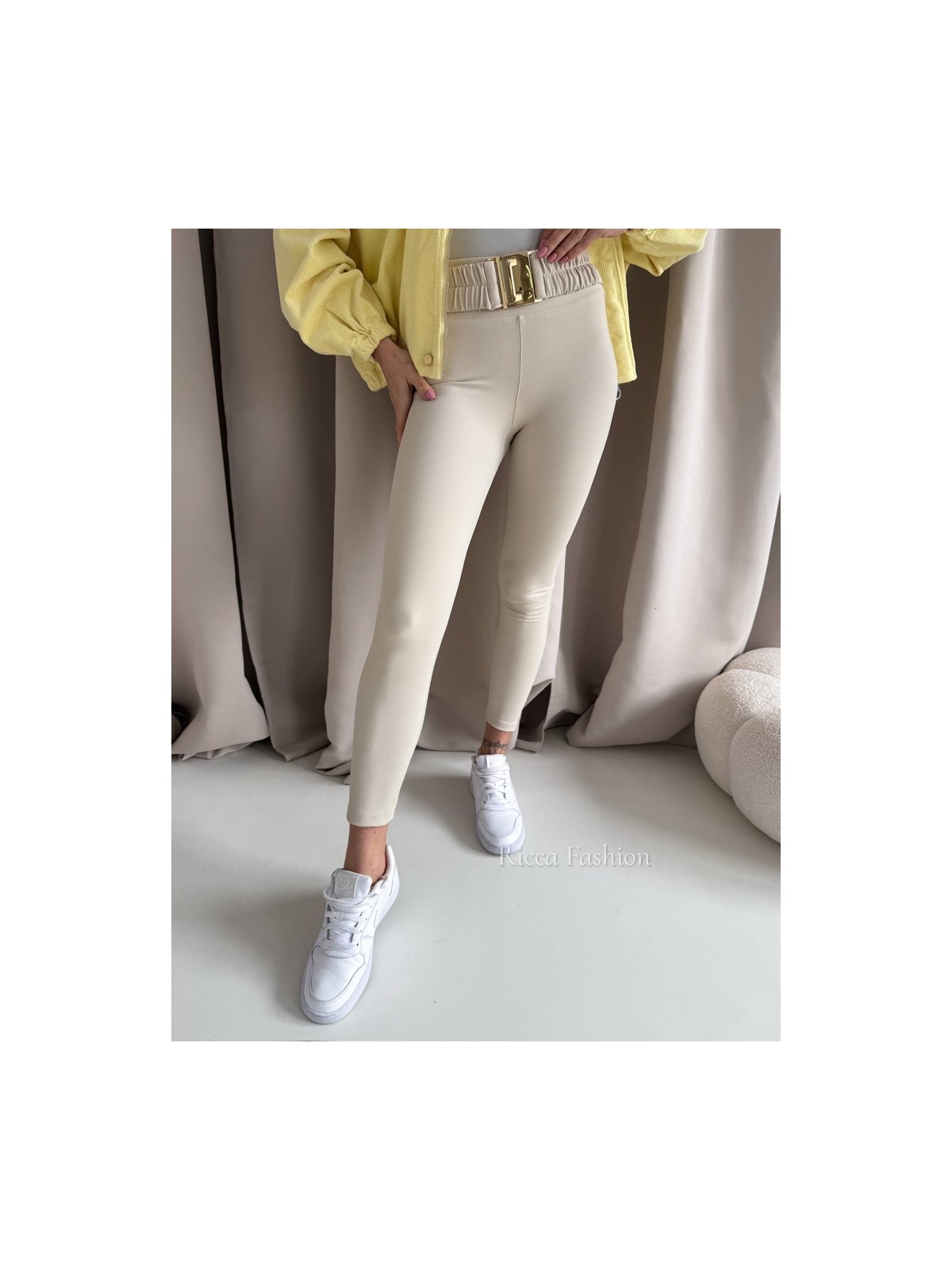 Legginsy prążkowane NOAH, beige