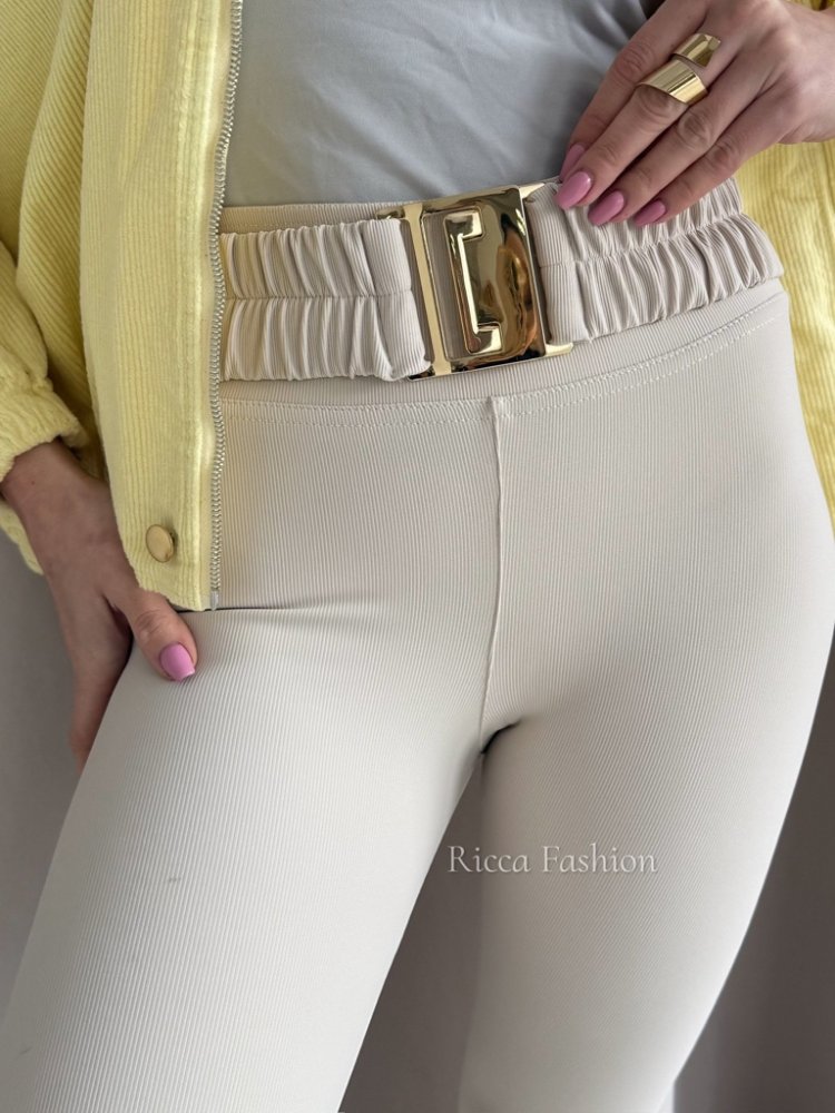 Legginsy prążkowane NOAH, beige