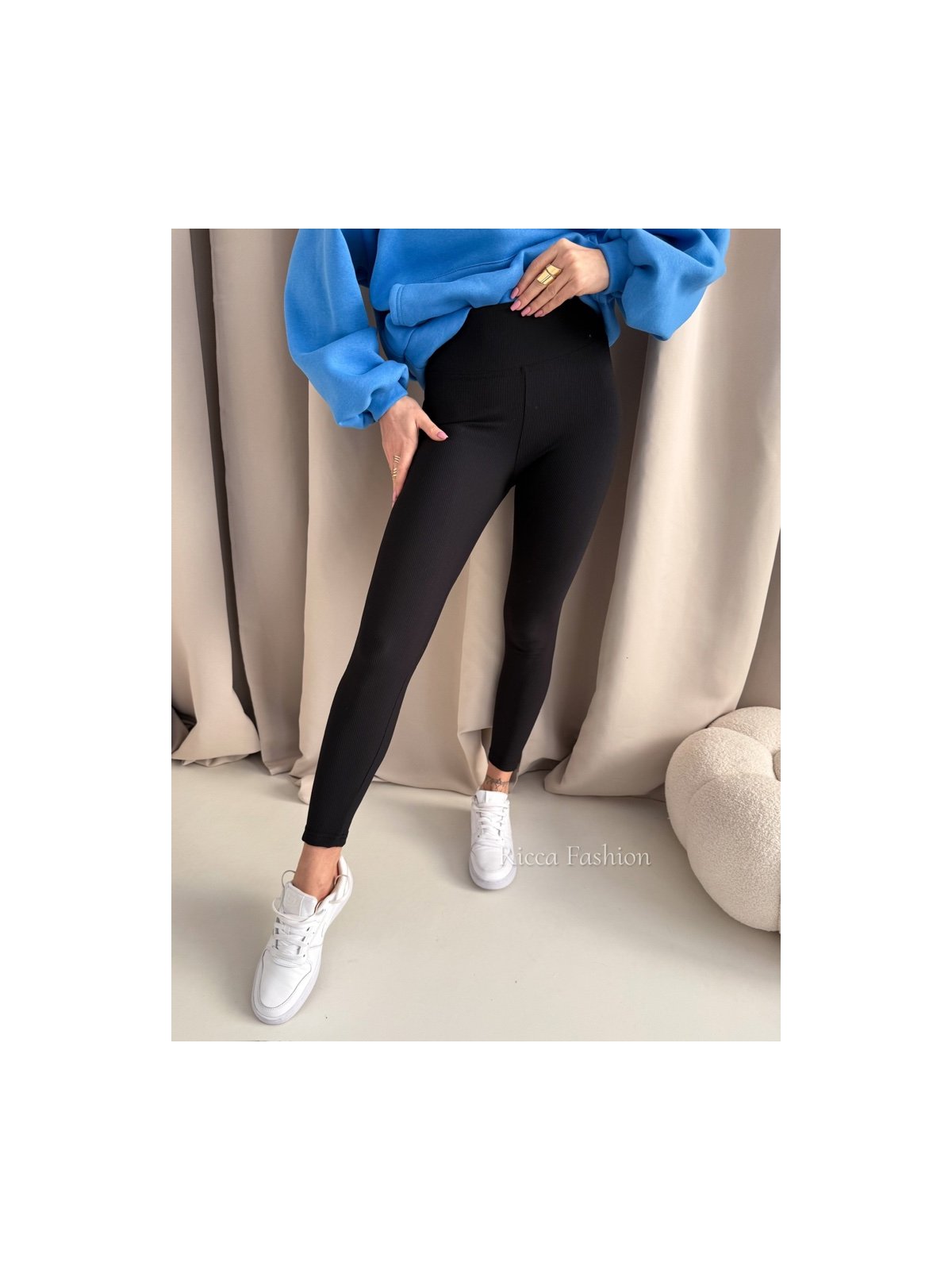 Legginsy prążkowane AMBER, black