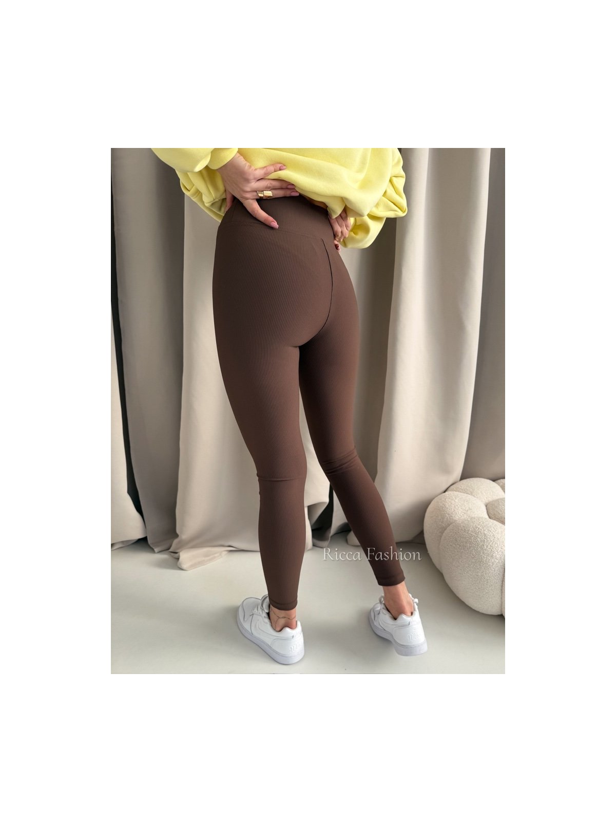 Legginsy prążkowane AMBER, milk chocolate