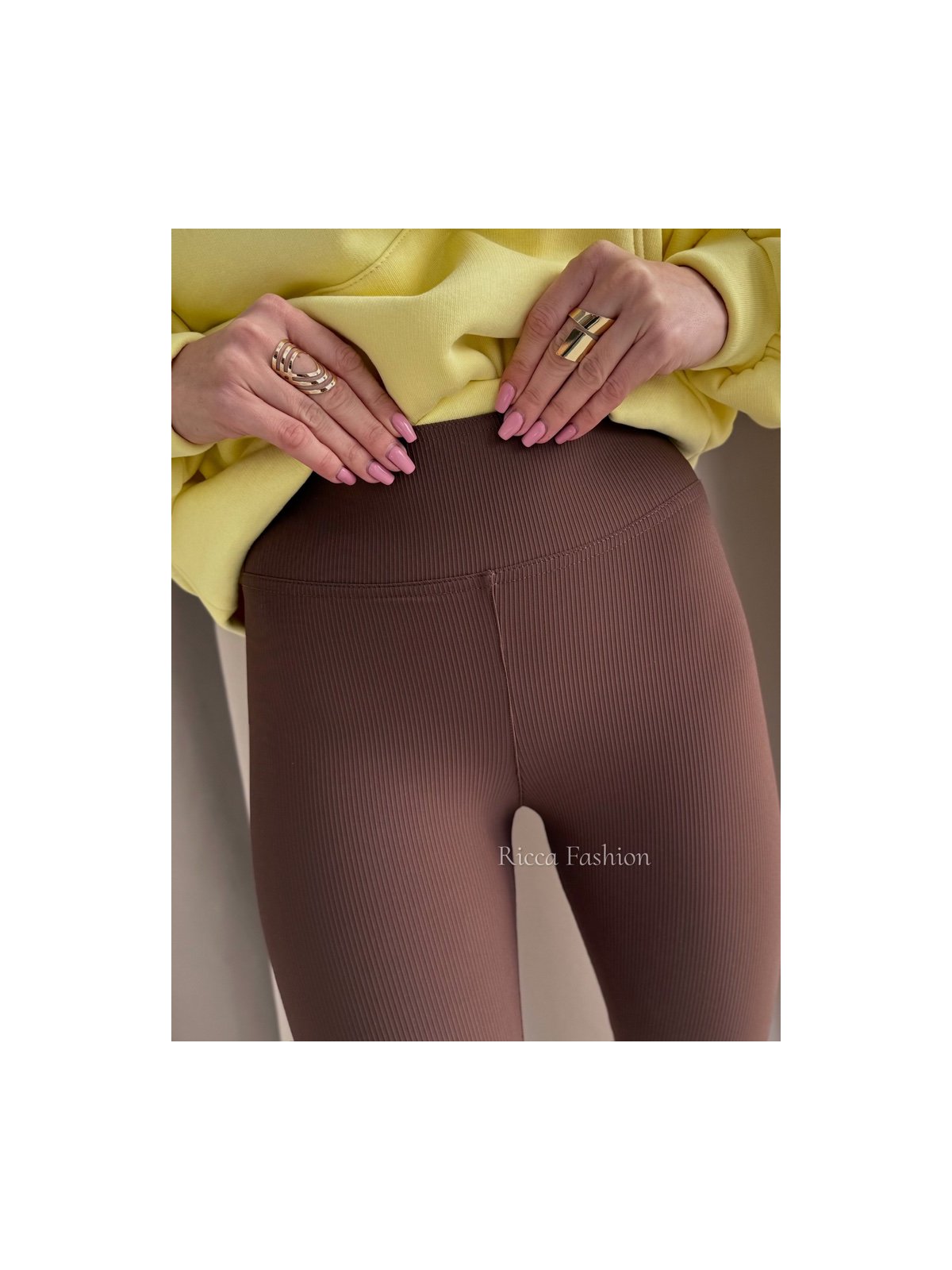 Legginsy prążkowane AMBER, milk chocolate