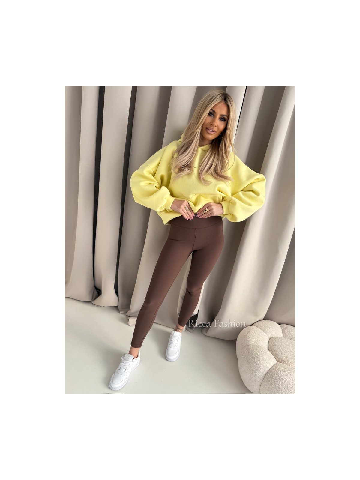 Legginsy prążkowane AMBER, milk chocolate