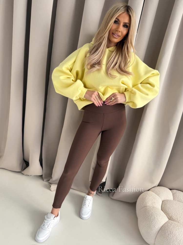 Legginsy prążkowane AMBER, milk chocolate