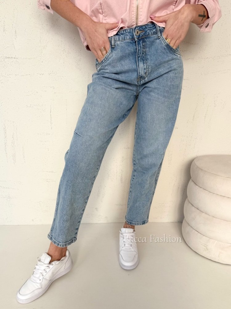 Spodnie mom fit CASPER, blue