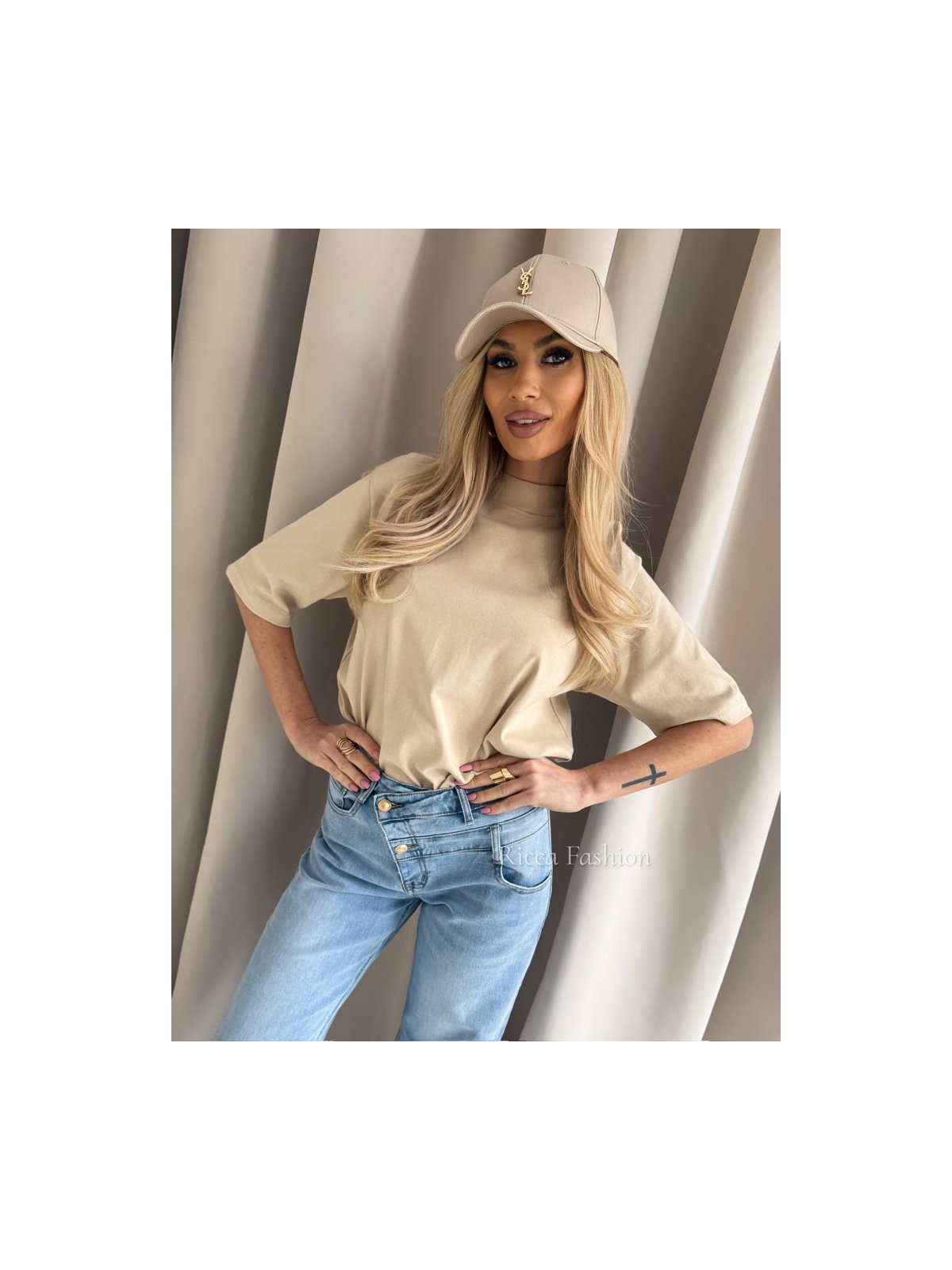 T-shirt bawełniany MAGNUS, beige
