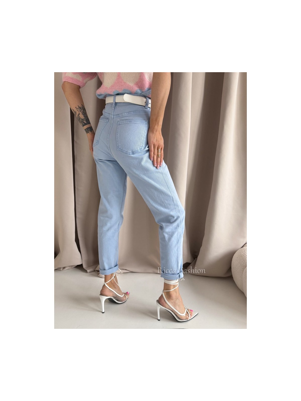 Spodnie mom fit NAPOLI, baby blue