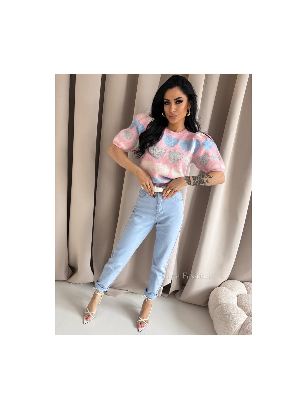 Spodnie mom fit NAPOLI, baby blue