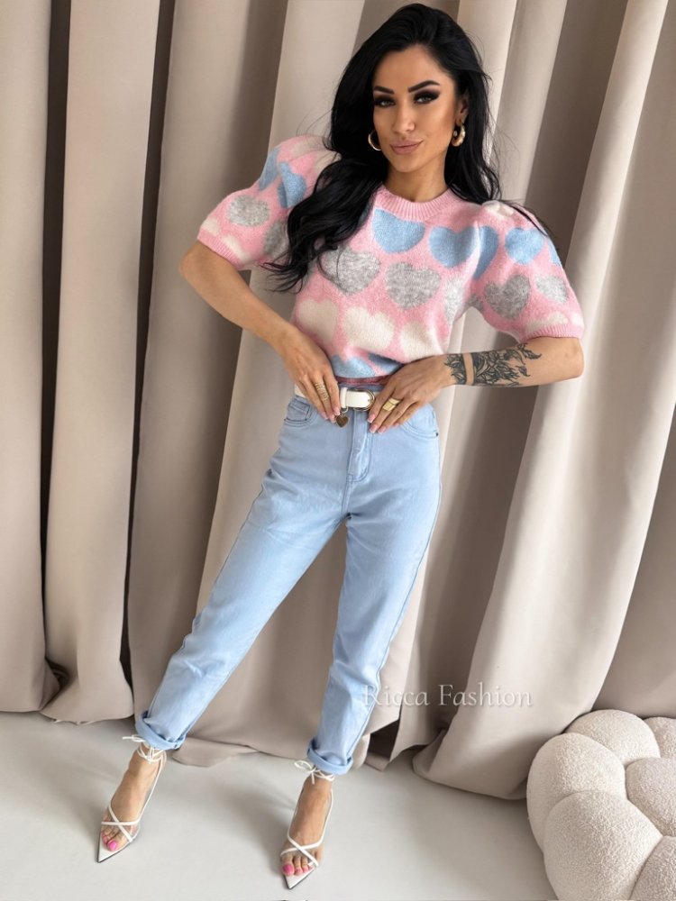 Spodnie mom fit NAPOLI, baby blue