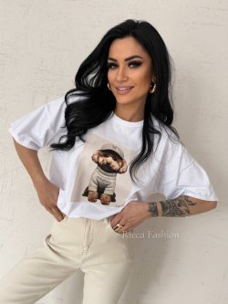 T-shirt bawełniany LEO, white