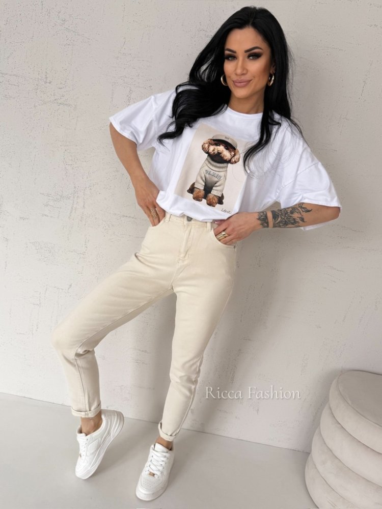 T-shirt bawełniany LEO, white