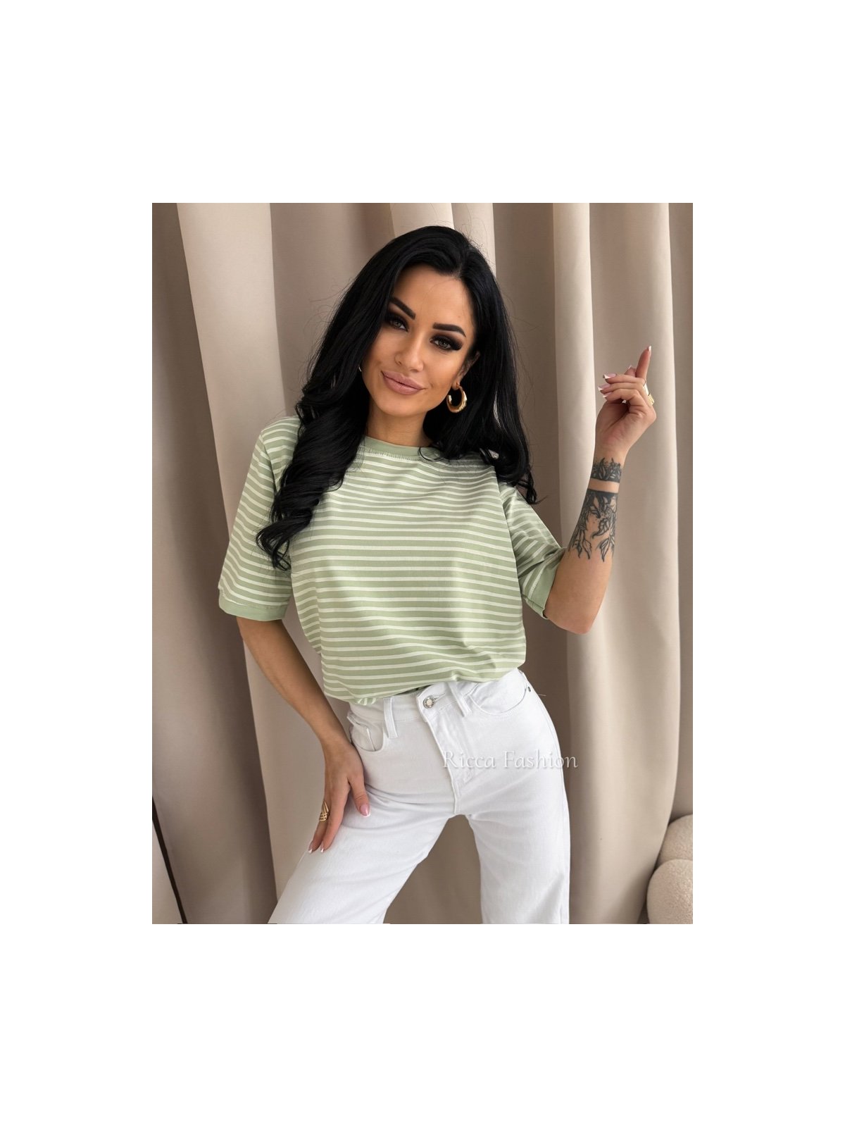 T-shirt bawełniany NIKO, matcha