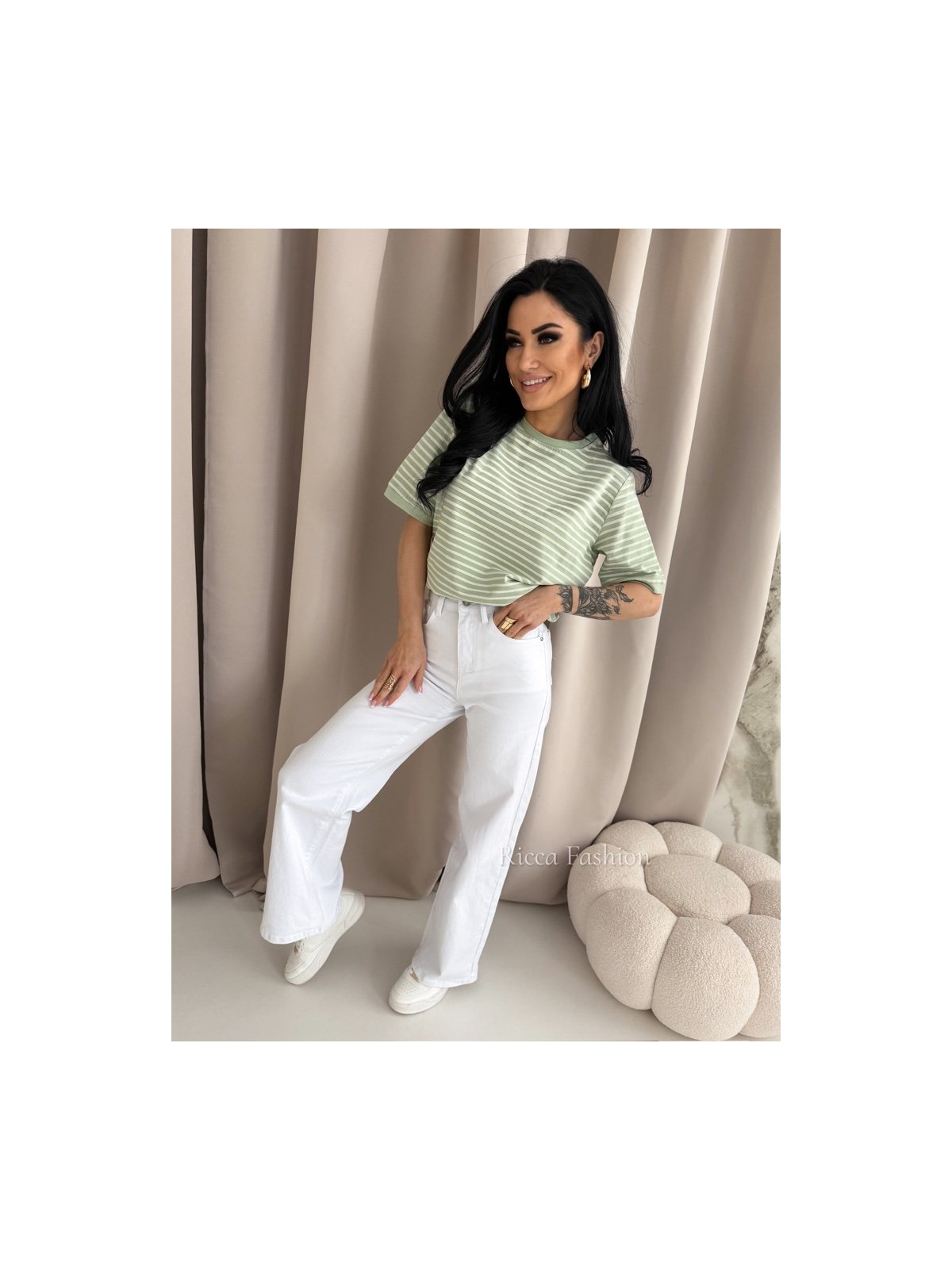 T-shirt bawełniany NIKO, matcha