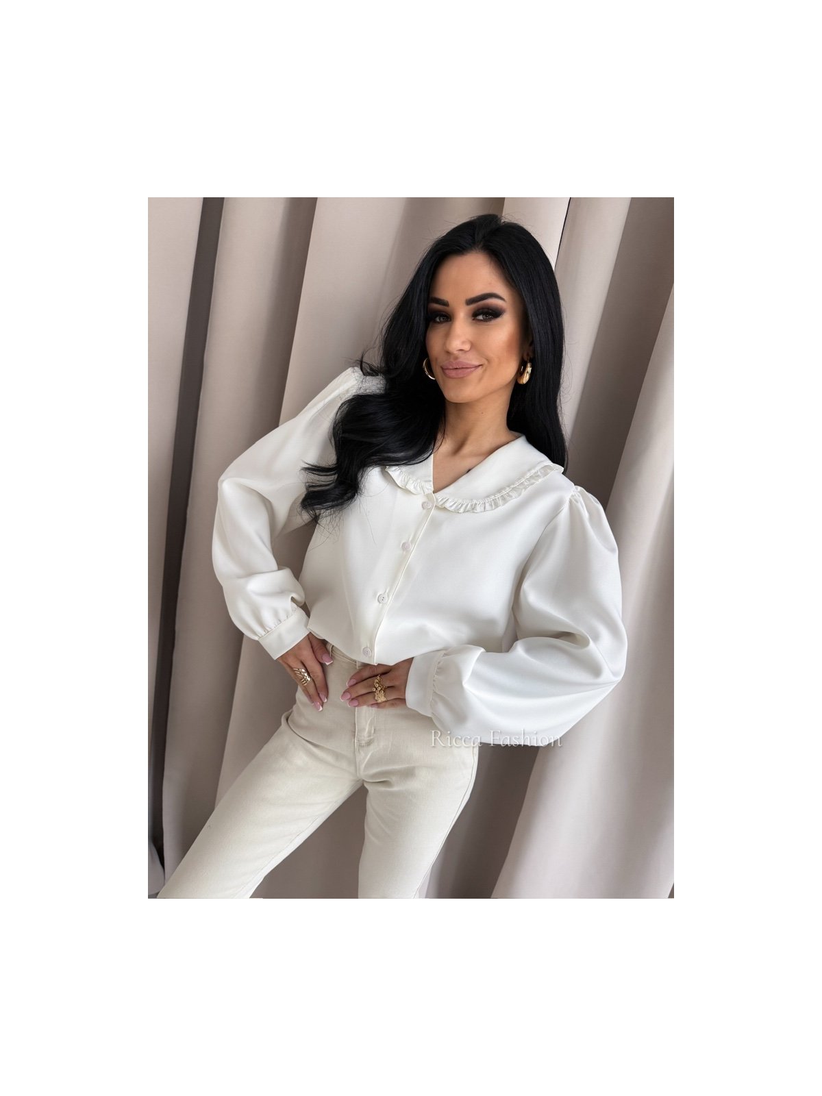 Koszula z wiskozą NICOLE, ecru