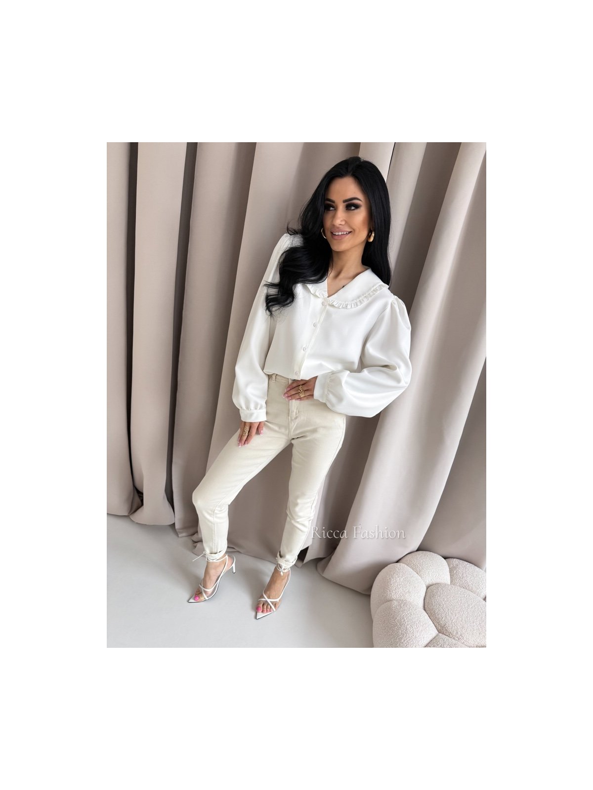 Koszula z wiskozą NICOLE, ecru