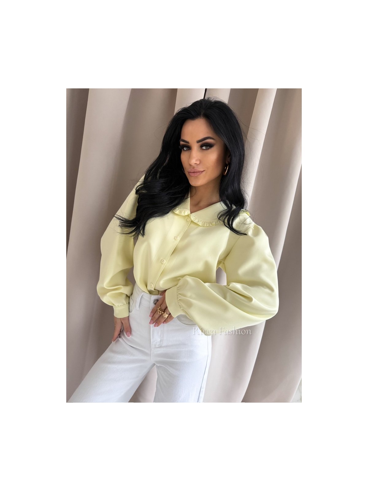 Koszula z wiskozą NICOLE, banana