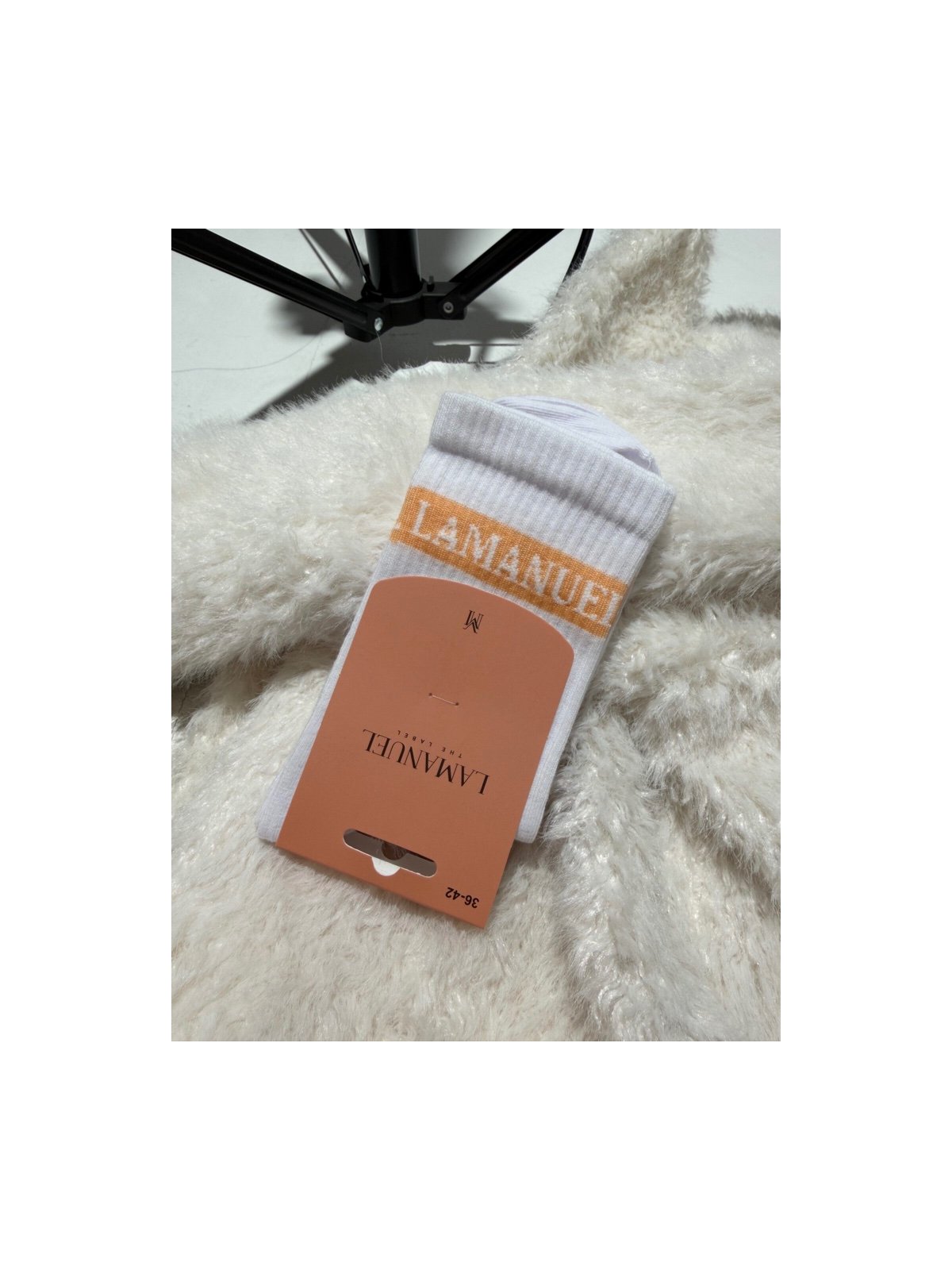 Skarpetki REAL, białe/morela