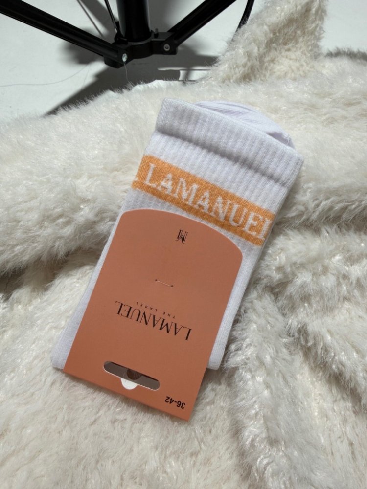 Skarpetki REAL, białe/morela