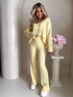 Komplet dzianinowy CANDICE, cytrynowy