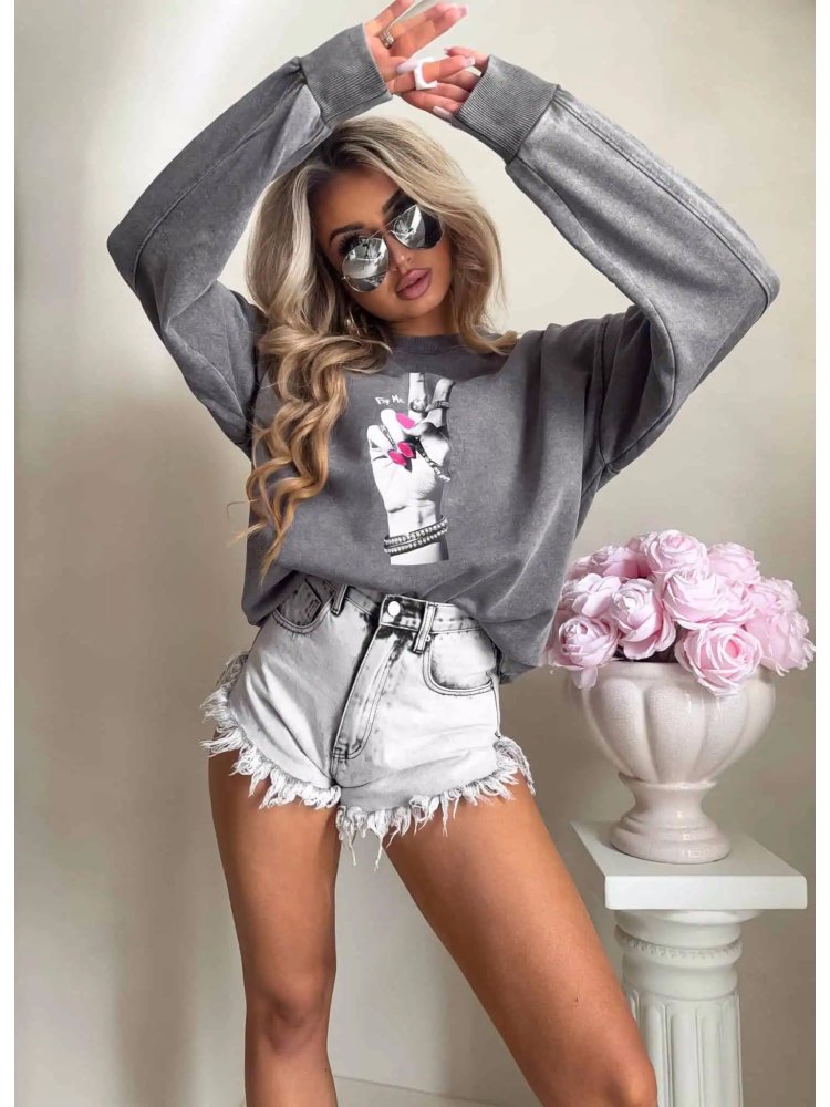 Bluza dekatyzowana HAND, szara