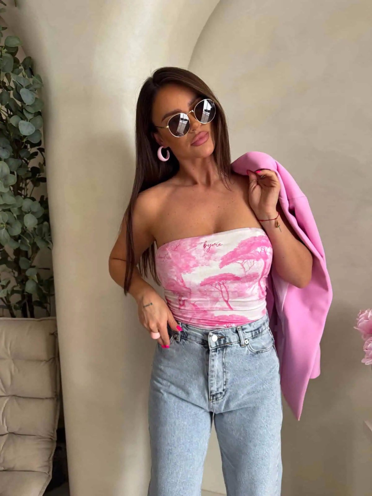 Top z wiskozy MAVEN, dior/jasny róż