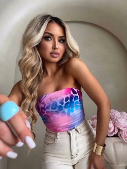 Top z wiskozy MAVEN, pantera/pink