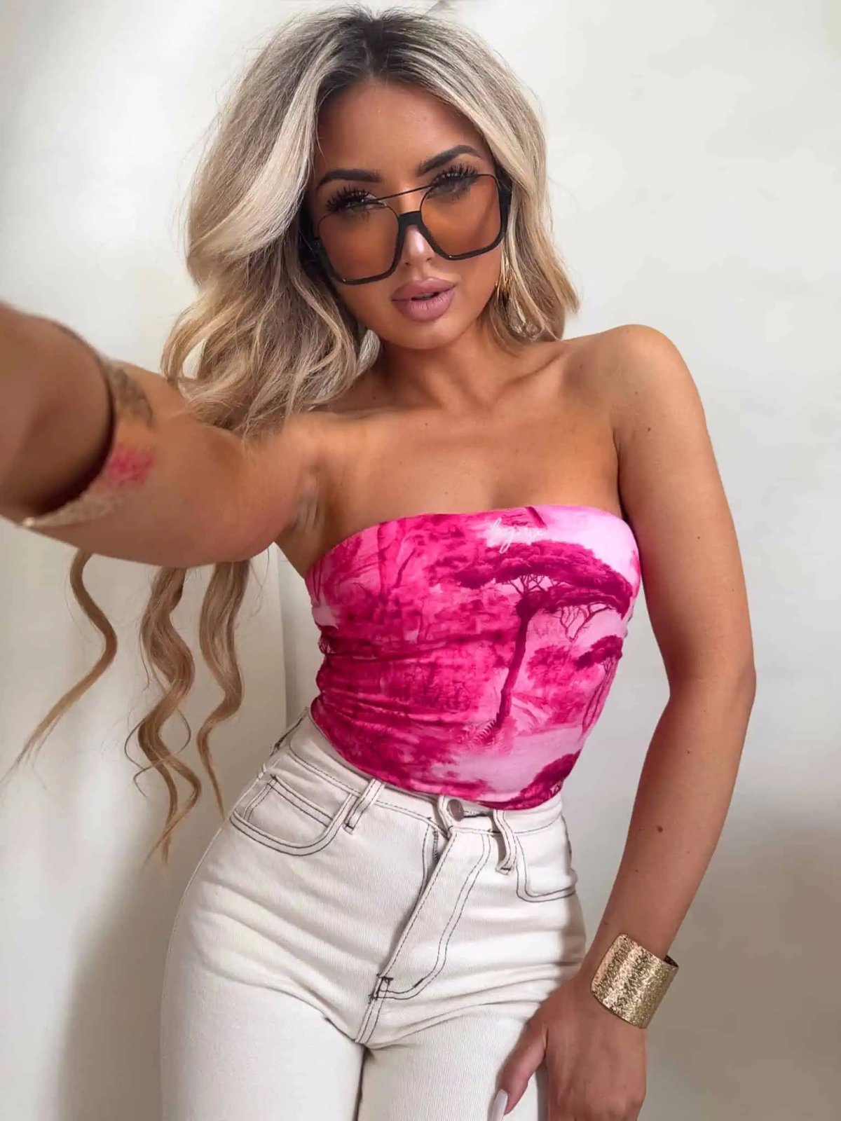 Top z wiskozy MAVEN, dior/mocny róż