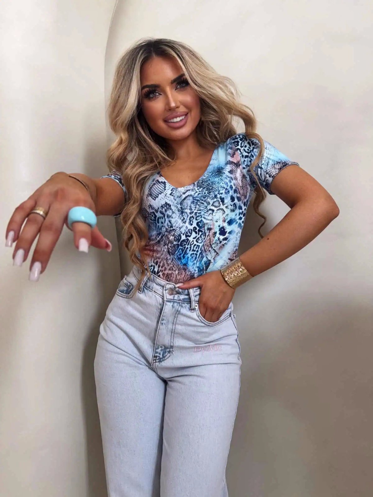 Bluzka UNIQUE, pantera/blue