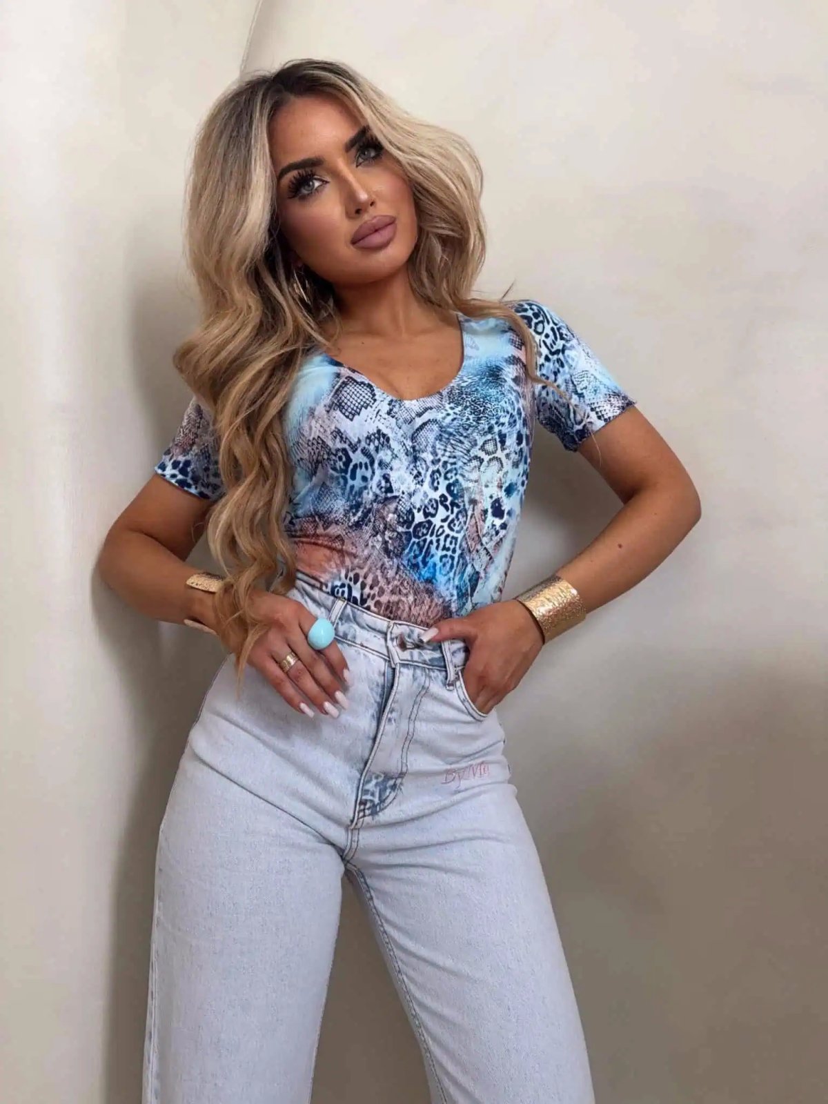 Bluzka UNIQUE, pantera/blue