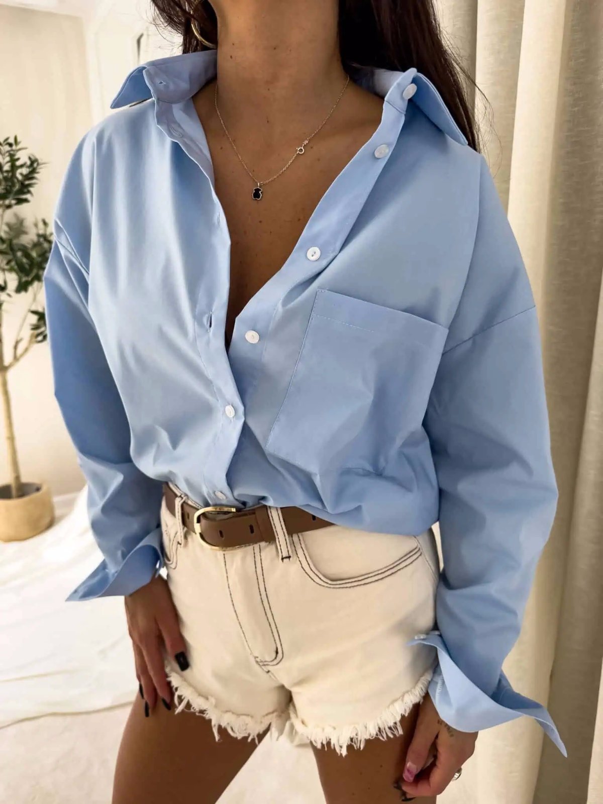 Koszula OVER POCKET, niebieska