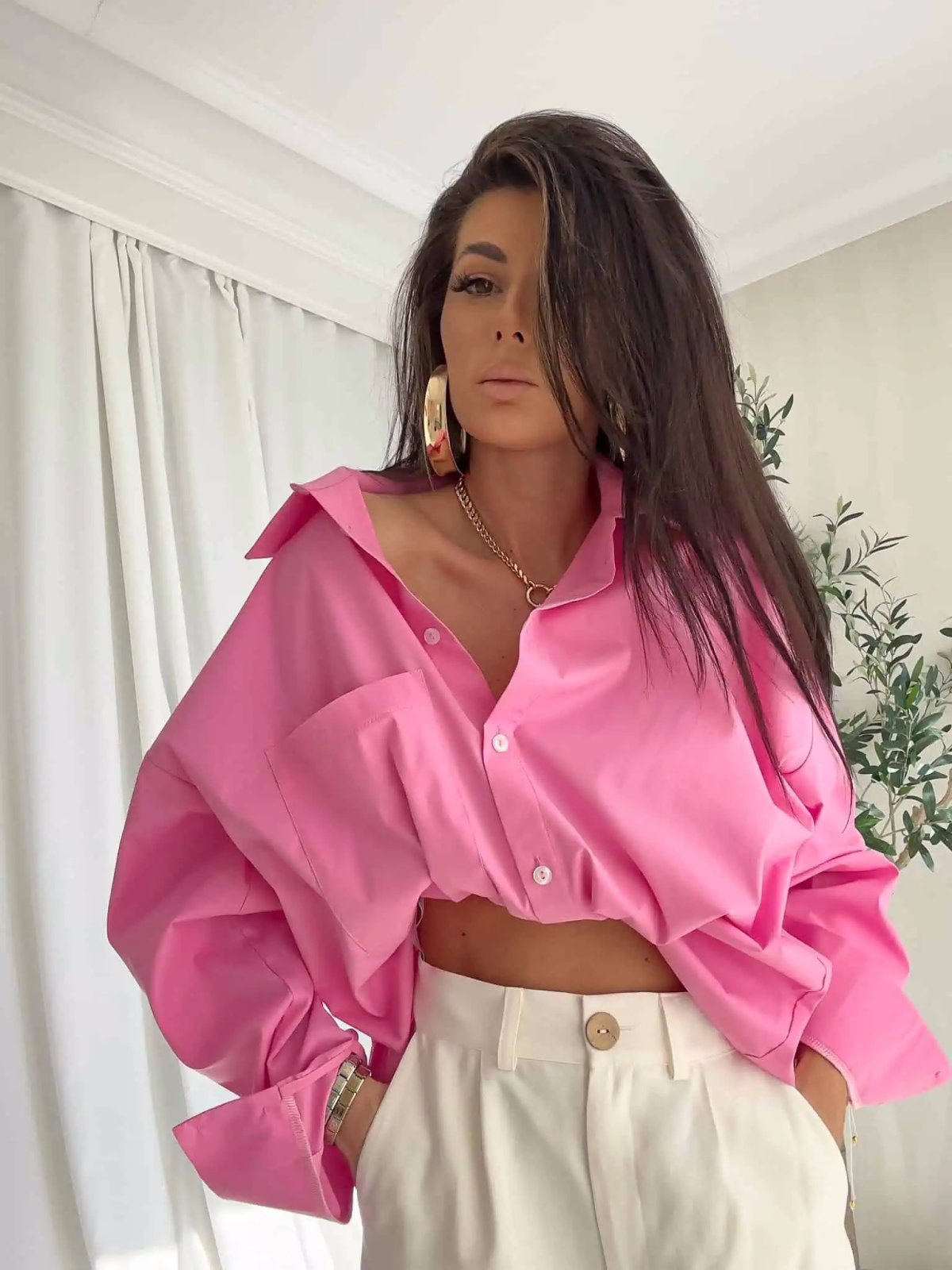 Koszula OVER POCKET, róż