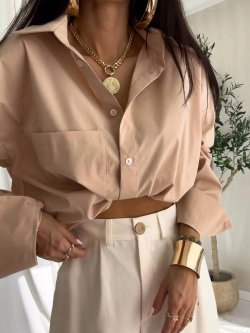 Koszula OVER POCKET, beż