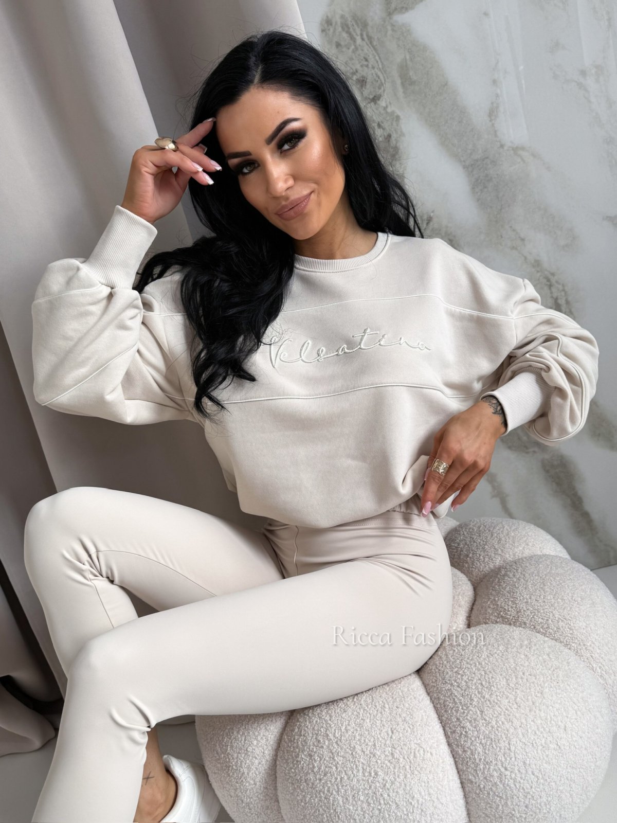 Bluza dresowa VELMA, nude