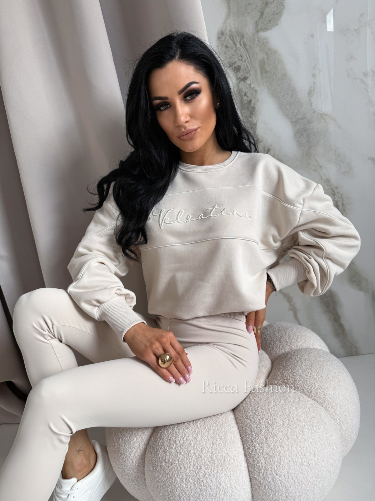 Bluza dresowa VELMA, nude