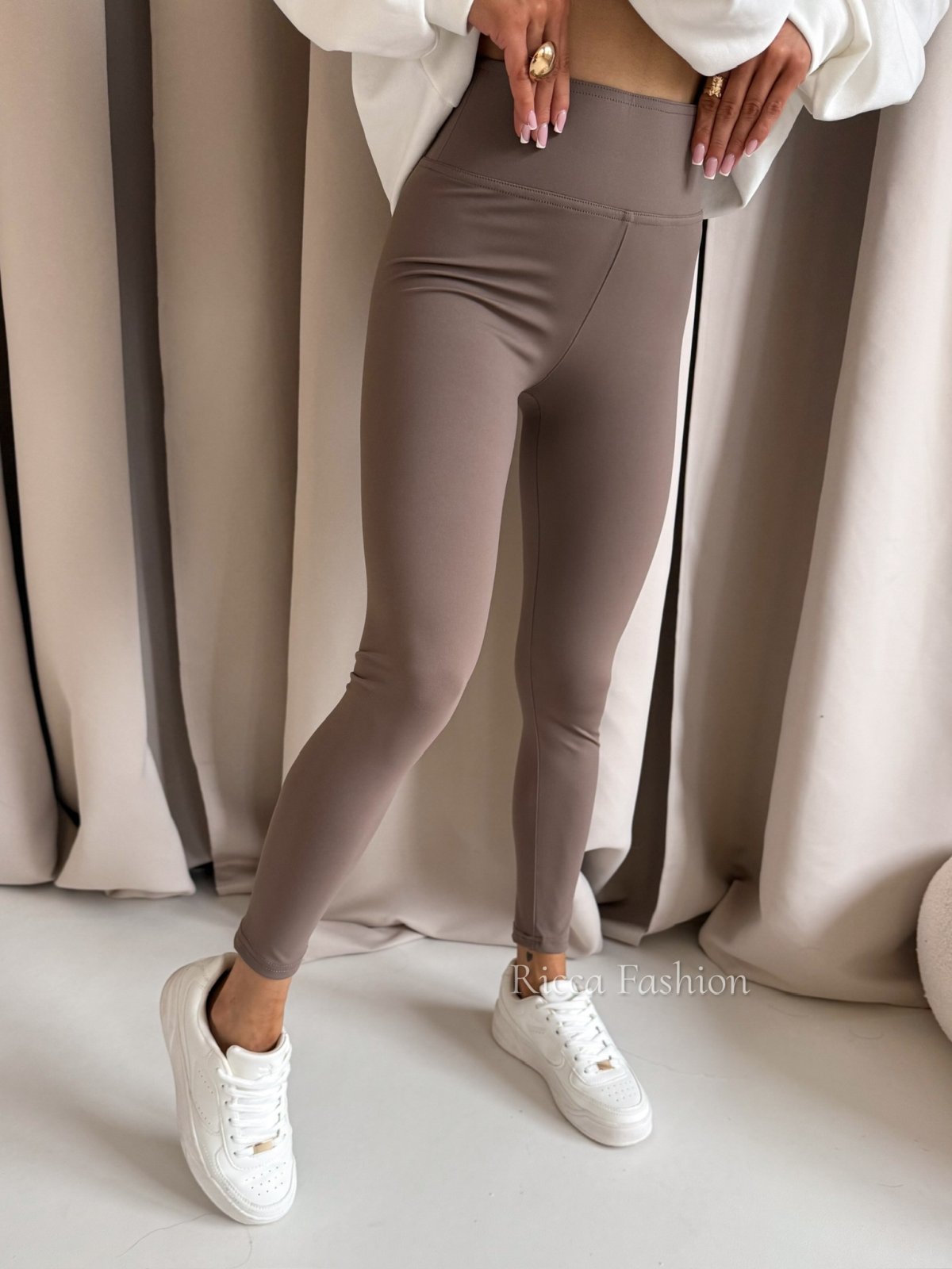 Legginsy z lycry SILK, cappuccino