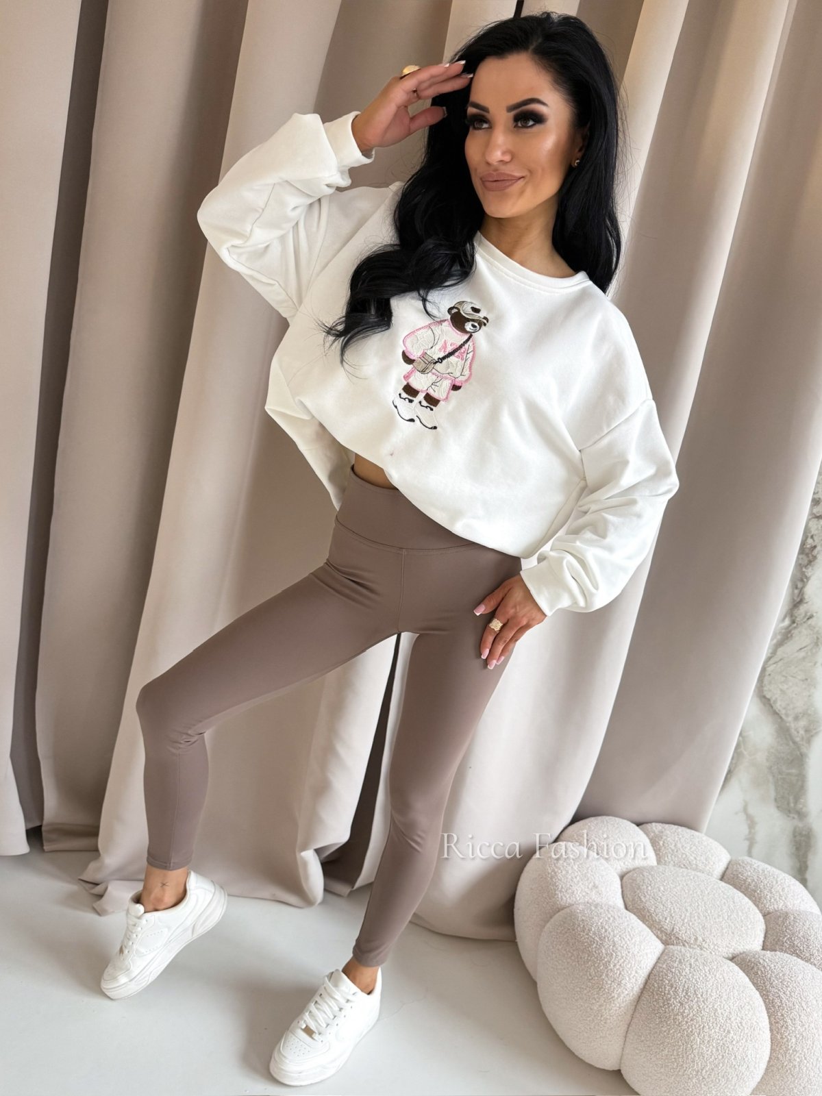 Legginsy z lycry SILK, cappuccino