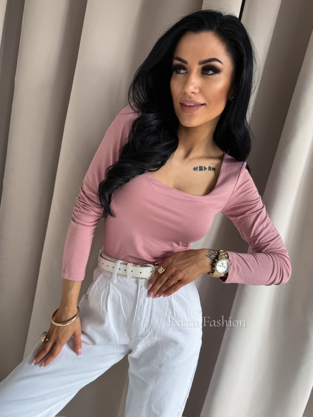 Bluzka basic VIKA, powder