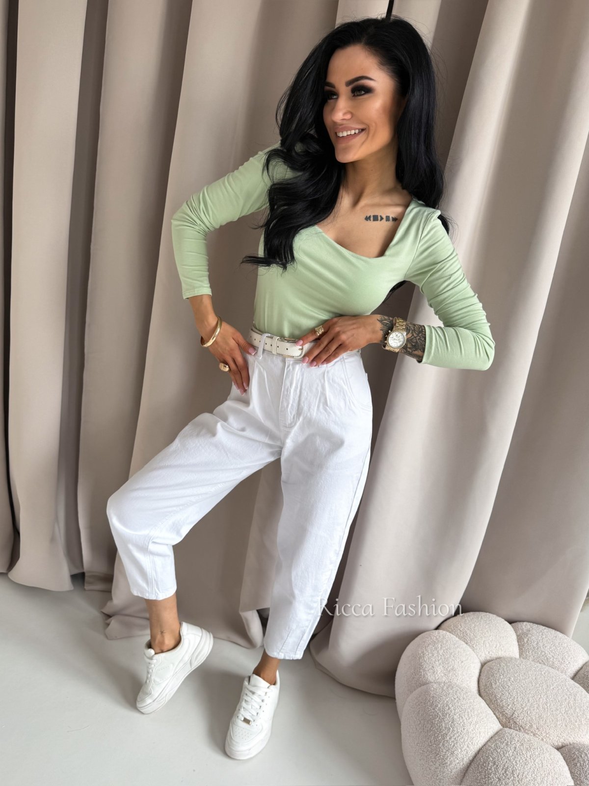 Bluzka basic VIKA, pistachio