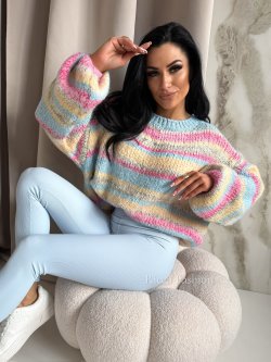 Sweter z wełną BILLY, blue/yellow