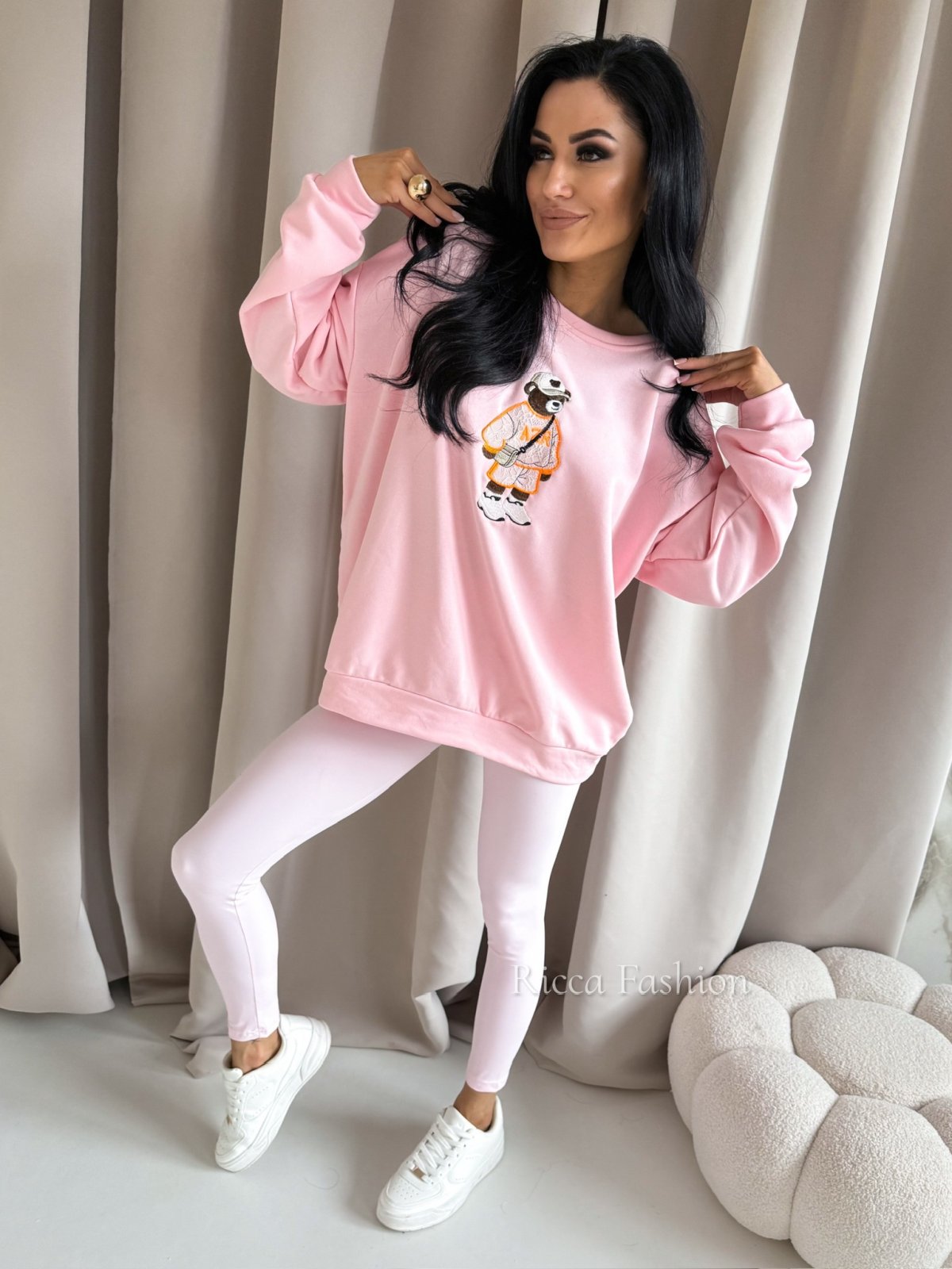 Bluza bawełniana TEDDY, light pink