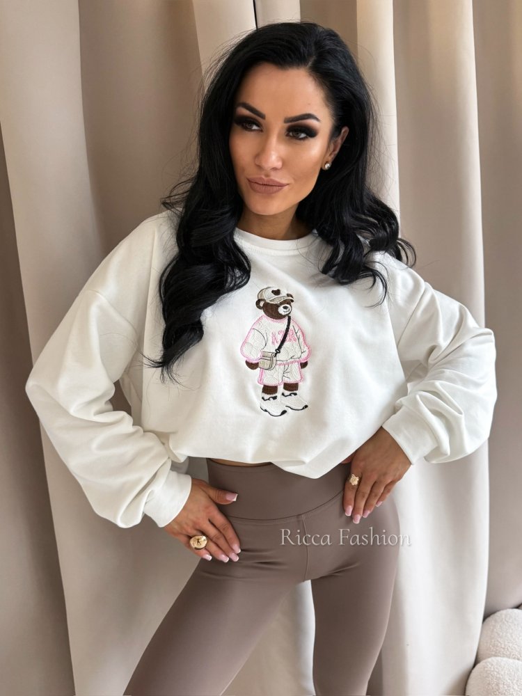 Bluza bawełniana TEDDY, ecru