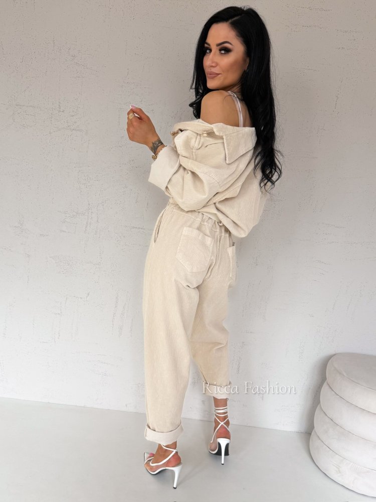 Spodnie sztruksowe BERGAMO, beige