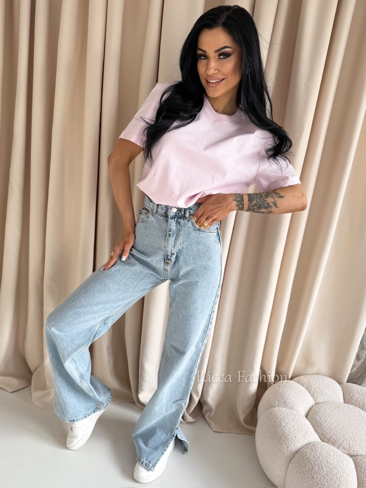 T-shirt bawełniany LUMINO, lila pink